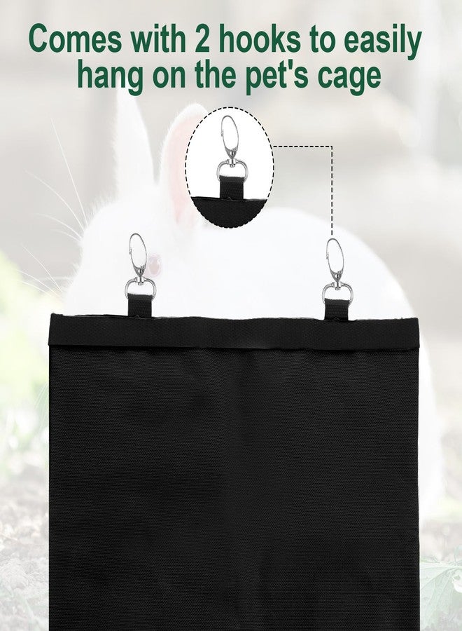 Qiuruoo 2 Pcs Rabbit Hay Feeder,Guinea Pig Hay Feeder,13×10.8 Inch Guinea Pig Bag,Small Animal Feeding Bag for Rabbits, Hamsters, Hedgehogs (3 Holes,Black) - Image 4